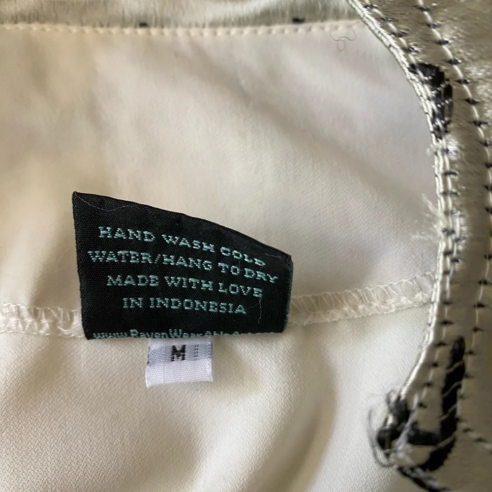 Raven Bustier style Jacket White Sateen with Black Characters size M - Picture 7 of 15